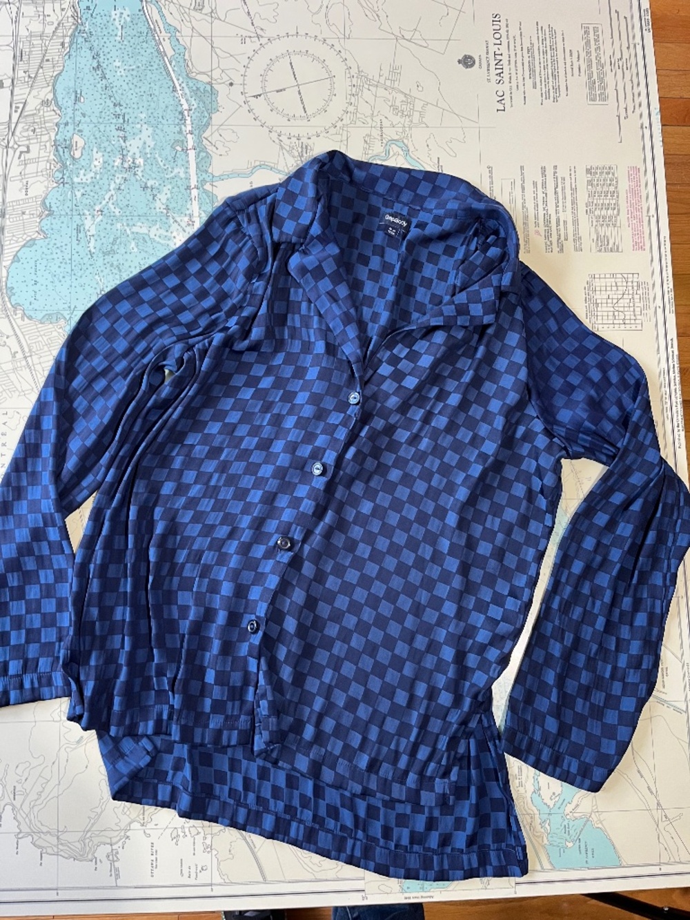 Gap Body Blue on Blue Checkered Blouse